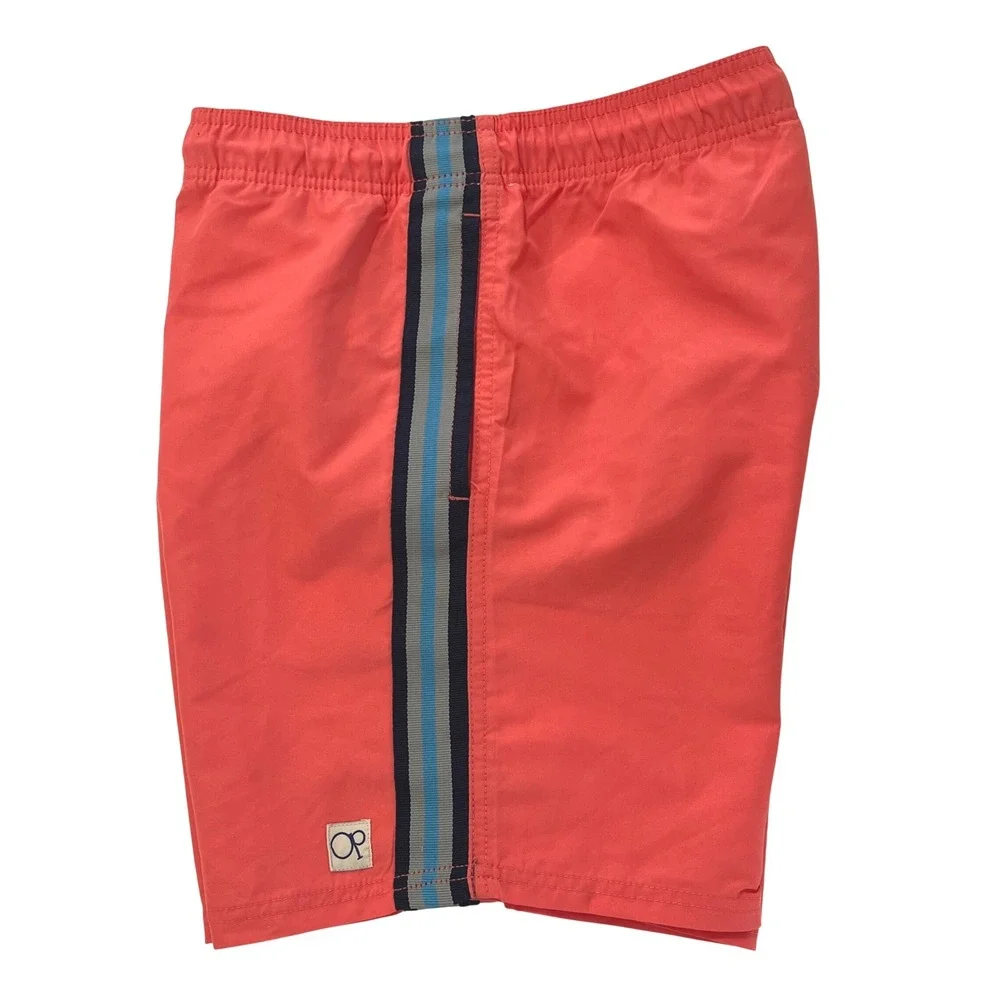Ocean Pacific OP Mens Swim Shorts‎ M/32-34 Coral Side Stripes Mesh Lined Trunks